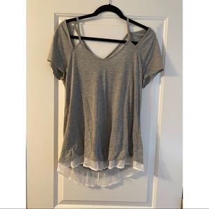 NWOT Nordstrom Gray Cold Shoulder Top